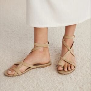 Jenni Kayne Leather Strappy Flat Sandals Neutral Tan Women’s EU 40 Size 9